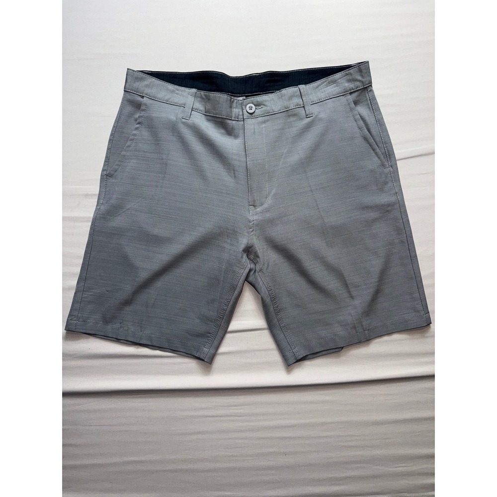 Burnside Mens Hybrid Shorts Grey Heather Stretch Flat Front Size 38 BT 9826